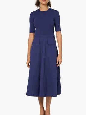 Shoshanna purple Ribbed Knit Top Midi Dress poplin Harriet Xsmall